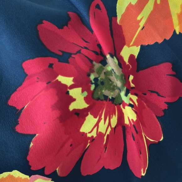 Ellen Tracy Multi Floral Red Yellow Orange Navy Sleeveless Maxi Dress Size 6 - Picture 7 of 10